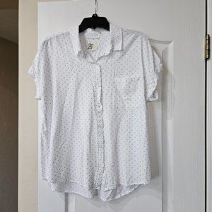 Patterned Cosmic Blue Love Short-Sleeve Button Front Size XL